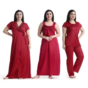 Premium 4 Part Nighty Dress (Maroon)