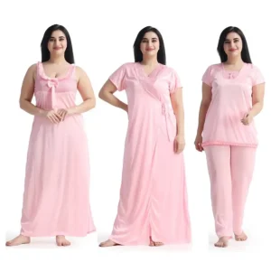 Premium-4 Part Nighty Dress (PINK)