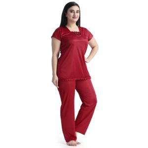 Maroon color 2 Part Nighty