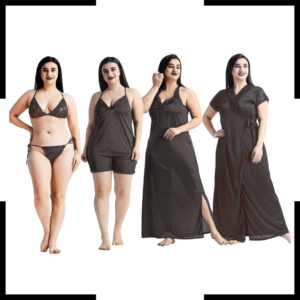 New 6 Part Nighty Black