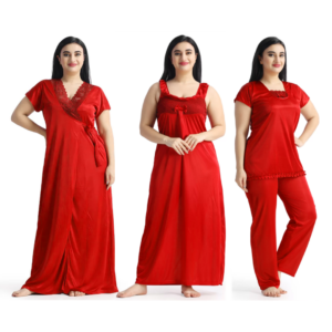 New 4 Part Nighty Red