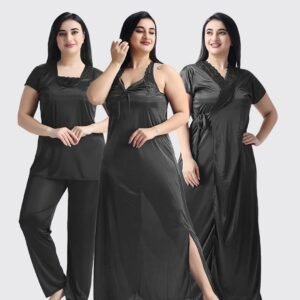 4 Part Premium Nightwear Combo (Black)