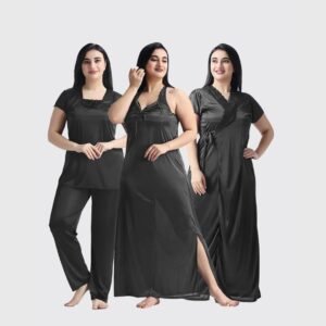 4 Part Premium Nightwear Combo (Black)