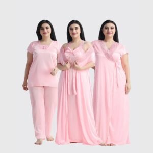 4 Part Premium Nightwear Combo (Light Pink)