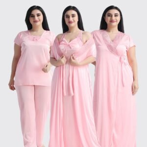 4 Part Premium Nightwear Combo (Light Pink)