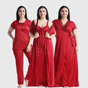 4 Part Premium Nightwear Combo (Maroon)