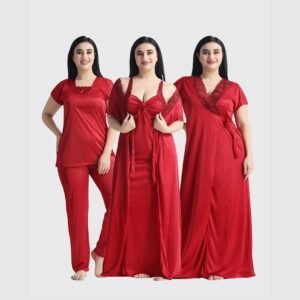 4 Part Premium Nightwear Combo (Maroon)