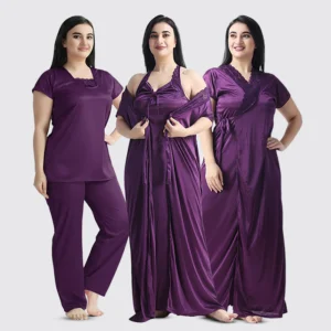 4 Part Premium Nightwear Combo (Purple)