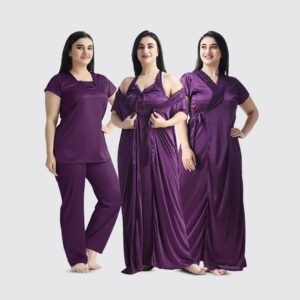 4 Part Premium Nightwear Combo (Purple)